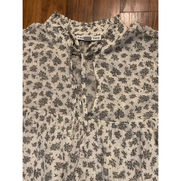 And Now This Boho VISCOSE Floral Ruffle Tiered Midi Dress Women’s Medium White S - Picture 12 of 15